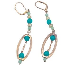 Silver Blue Bead Earrings